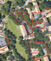 [Translate to English:] Billedet viser den nordlige del af Universitetsparken - klik på kortet og se hvilke parkeringspladser, der bliver berørt af Danmarks Største Fredagsbar og Idrætsdag.